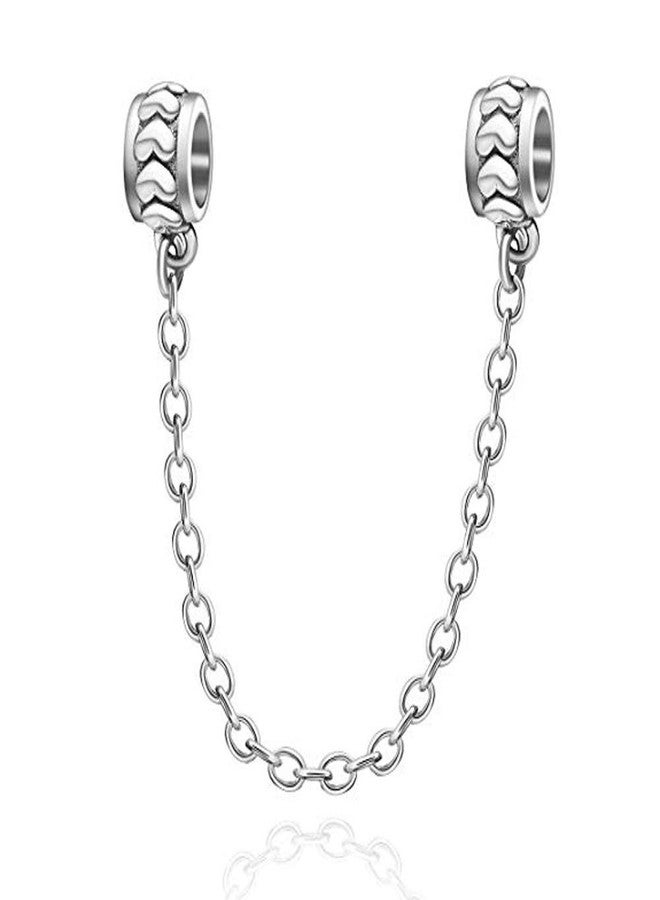 ARTCHARM Clasp Love Safety Chain Charm - Authentic 925 Sterling Silver Heart Beads - Fit European Style Bracelet - Image 1